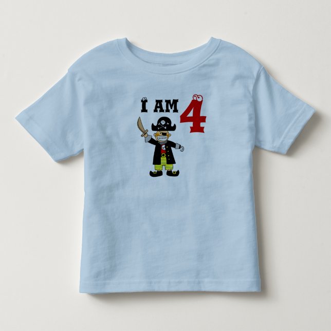 Four year old birthday boy ( pirate ) toddler t-shirt (Front)