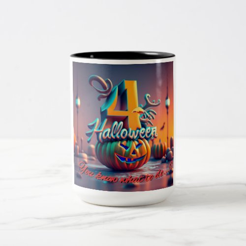 Four you pumpkin pie Two_Tone coffee mug