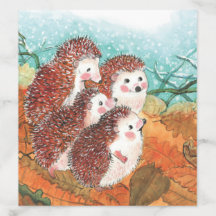 Four Young Hedgehogs Illustration