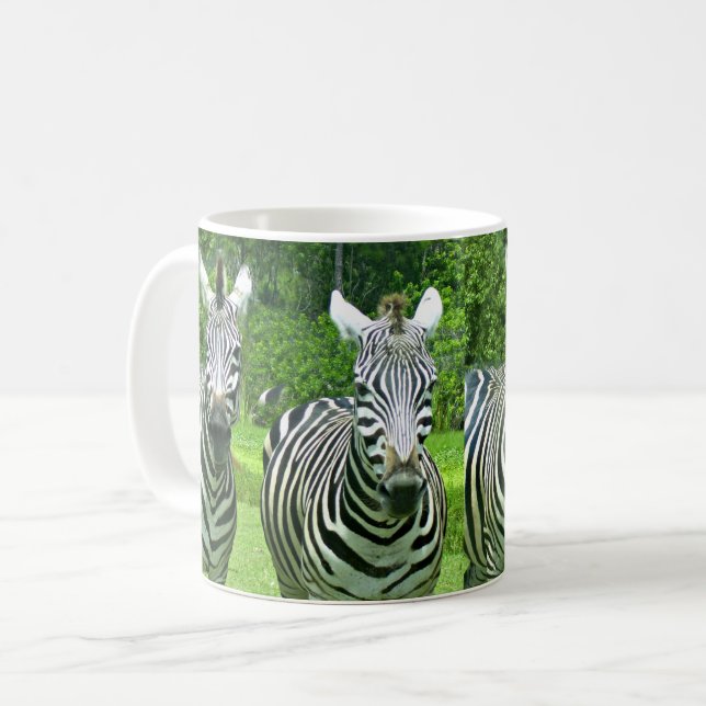 Four Zebras in Meadow Light Coffee Mug (Front Left)