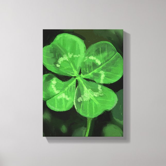 Fourleaf Clover Painting - Still-Life Illustration Canvas Print (Front)