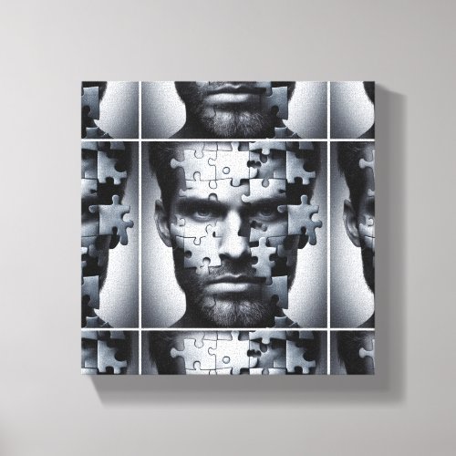 Foursome _ a mans face puzzle canvas print