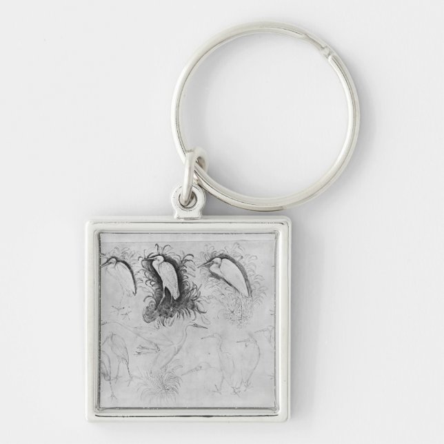 Fourteen egrets, from the The Vallardi Album Keychain (Front)