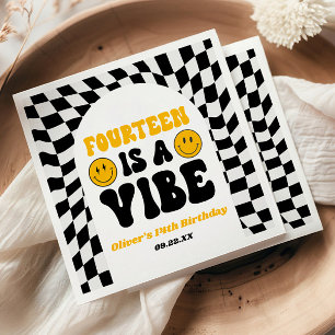 Fourteen Is A Vibe Retro 14th Birthday Party Napkins