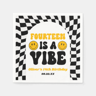 Fourteen Is A Vibe Retro 14th Birthday Party Napkins