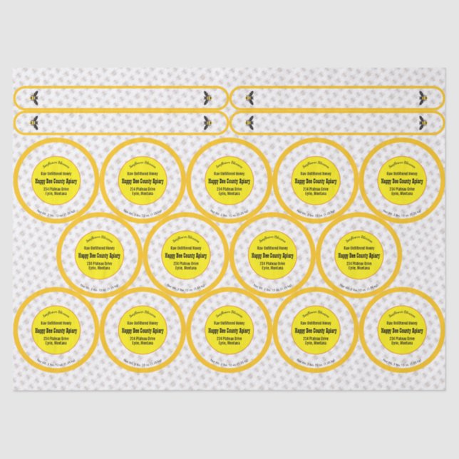 Fourteen Jar-Top Honey Product Label Tissue Paper (Front)