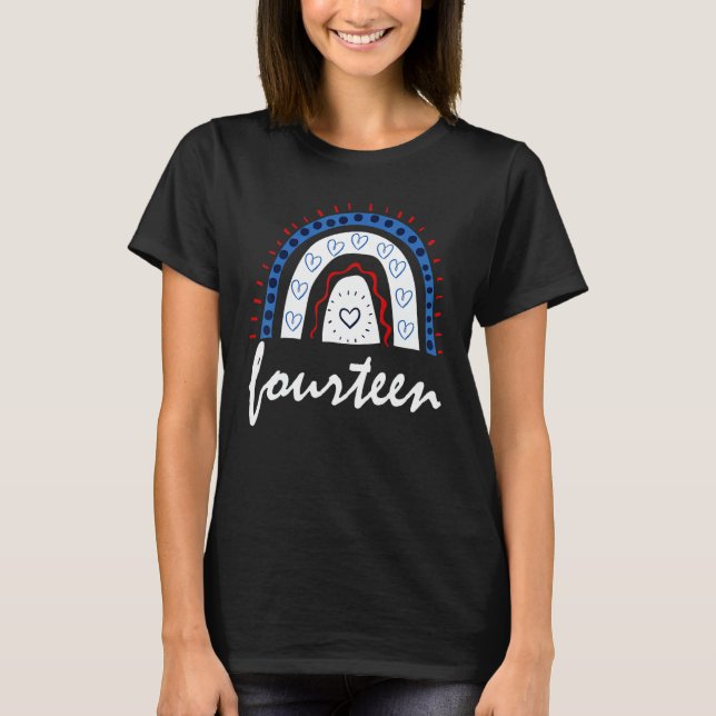 Fourteen Year Old Rainbow 14th Birthday For Girls  T-Shirt (Front)