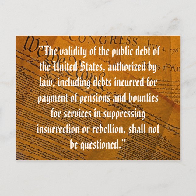 Fourteenth Amendment Public Debt Postcard (Front)