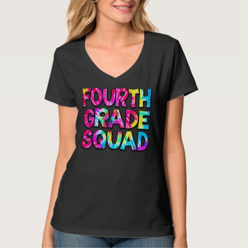 Fourth 4th Grade Squad Tie Dye Student Back To Sch T_Shirt