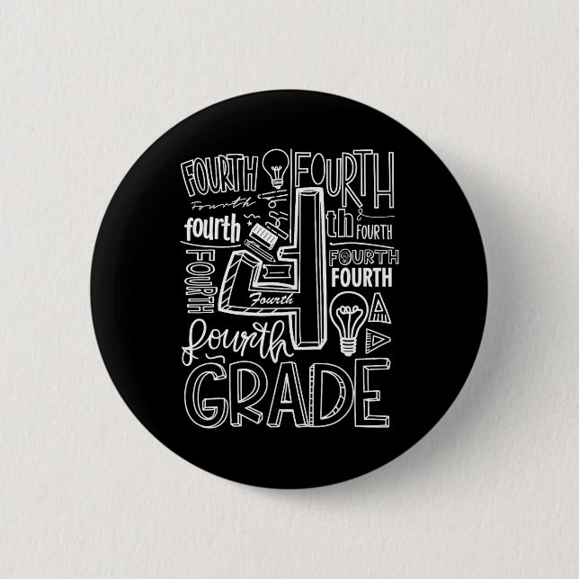 Fourth 4th Grade Typography Back To School 1  Button (Front)