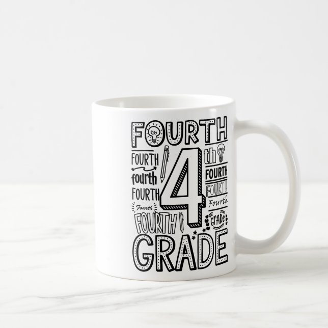 Fourth 4th Grade Typography Back To School  Coffee Mug (Right)