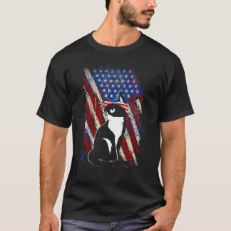 Fourth 4th of July American Flag Meowica Cat T-Shirt