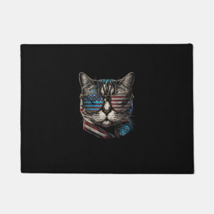 Fourth 4th of July Cat American Flag America Patri Doormat