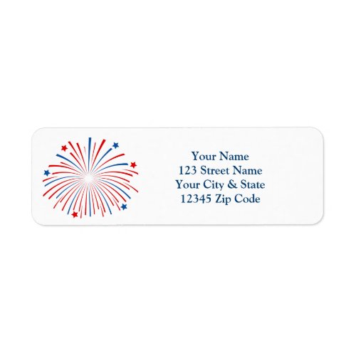 Fourth 4th of July fireworks return address labels