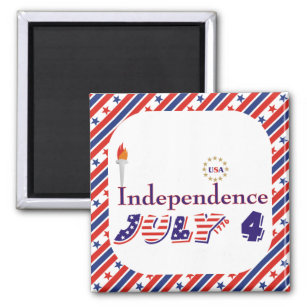 Fourth 4th Of July stars torch USA Independence Magnet