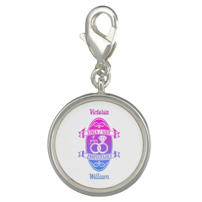 Fourth 4th wedding anniversary linen silk charm (Front)
