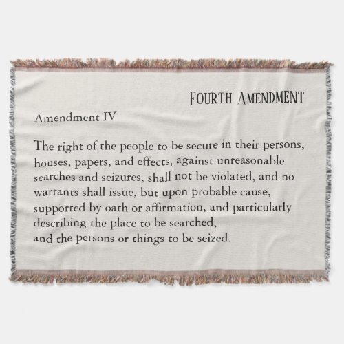 Fourth Amendment Constitution Bill of Rights Throw Blanket