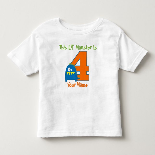Fourth Birthday Monster Personalized T-shirt (Front)