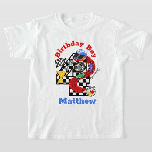 Fourth Birthday Race Car Patry shirt 