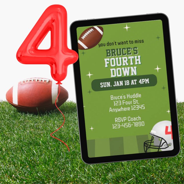 Fourth Down, Football 4th Birthday Invitation (Creator Uploaded)