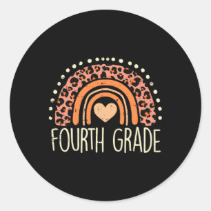 Fourth Grade 4th Rainbow First Day Of School Teach Classic Round Sticker