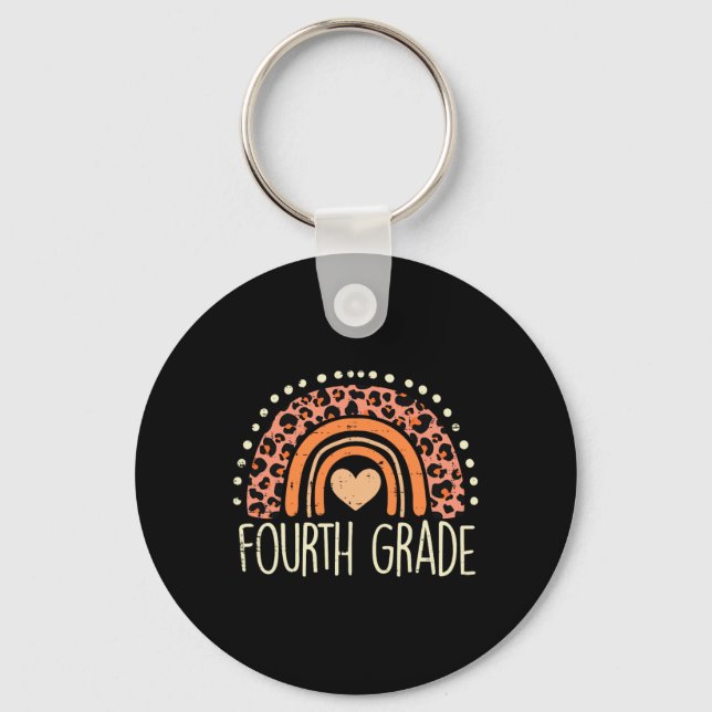Fourth Grade 4th Rainbow First Day Of School Teach Keychain (Front)