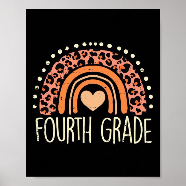 Fourth Grade 4th Rainbow First Day Of School Teach Poster (Front)