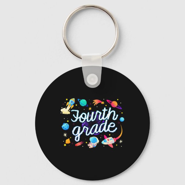 Fourth Grade Astronaut Planets Space Ck To School  Keychain (Front)