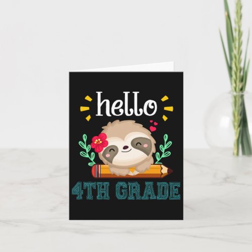 Fourth Grade Back To School Cute Sloth Lover Girl  Card