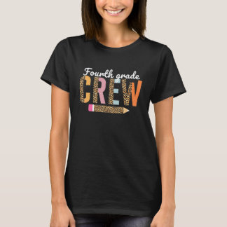 Fourth Grade Crew Teacher Leopard For Girls Kids 4 T-Shirt
