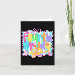 Fourth Grade Girls Back To School Bow Cute Coquett Card