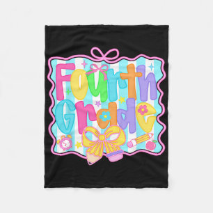 Fourth Grade Girls Back To School Bow Cute Coquett Fleece Blanket