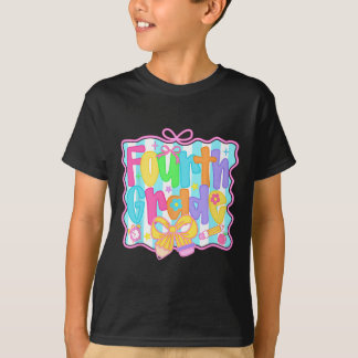 Fourth Grade Girls Ck To School Bow Cute Coquette  T-Shirt
