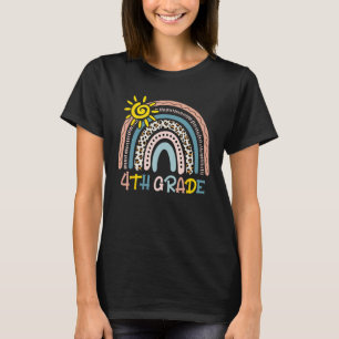 Fourth Grade Leopard Rainbow 4th Grade Kids Back T T-Shirt