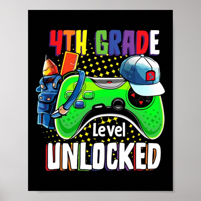 Fourth Grade Level Unlocked Back To School Video G Poster (Front)