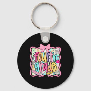 Fourth Grade Pencil Coquette Back To School Teache Keychain