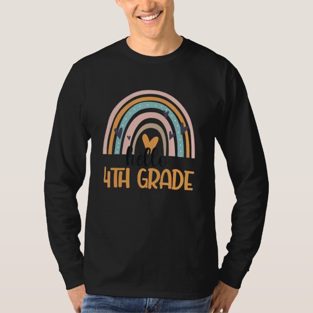 Fourth Grade Rainbow Teacher Student Hello 4th Gra T-Shirt (Front)