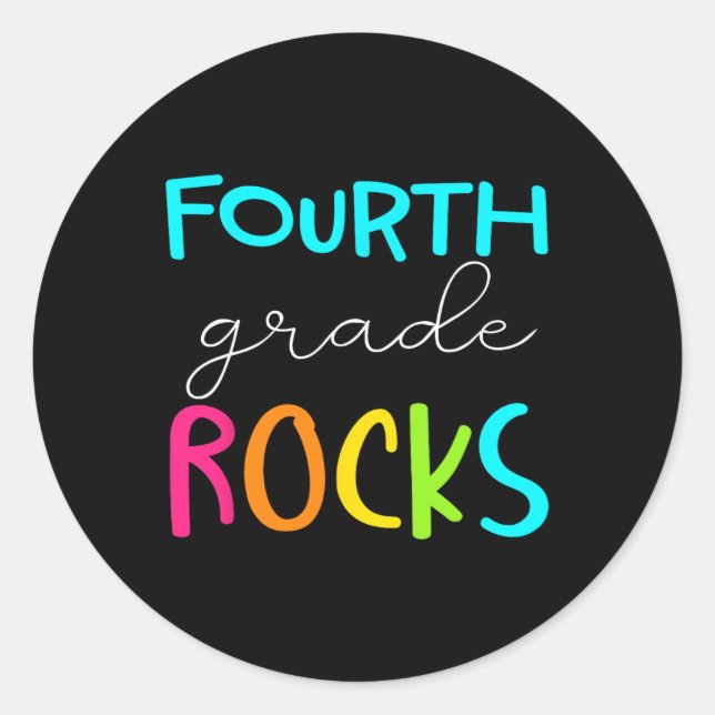 Fourth Grade Rocks  Team 4th Grade Teacher  Classic Round Sticker (Front)