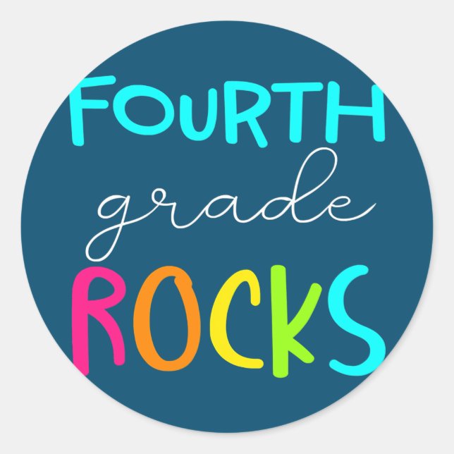 fourth grade rocks team 4th grade teacher classic round sticker (Front)