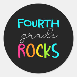Fourth Grade Rocks Team 4th Grade Teacher  Classic Round Sticker