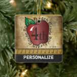 Fourth Grade School Teachers Rock Ceramic Ornament<br><div class="desc">🥇AN ORIGINAL COPYRIGHT ART DESIGN by Donna Siegrist ONLY AVAILABLE ON ZAZZLE! A Vintage Styled 4th Grade School Teacher Christmas Ornament ready for you to personalize. ✔NOTE: ONLY CHANGE THE TEMPLATE AREAS NEEDED! 😀 If needed, you can remove some of the text and start fresh adding whatever text and font...</div>