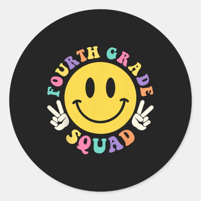 Fourth Grade Squad Back To School 4th Grade Teache Classic Round Sticker (Front)