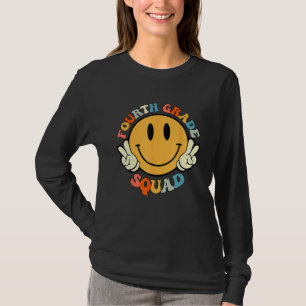 Fourth Grade Squad Smile Face Teacher Student Back T-Shirt