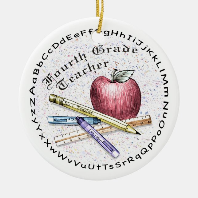 Fourth Grade Teacher Ceramic Ornament (Front)