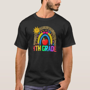 Fourth Grade Teacher Leopard Rainbow 4th Grade Tea T-Shirt
