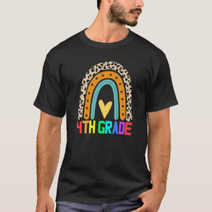 Fourth Grade Teacher Leopard Rainbow 4th Grade Tea T-Shirt