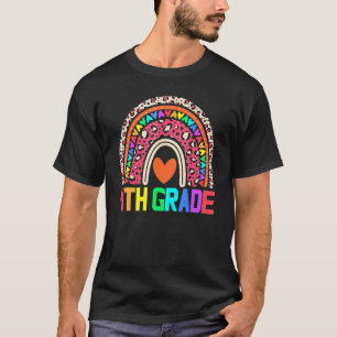 Fourth Grade Teacher Leopard Rainbow 4th Grade Tea T-Shirt