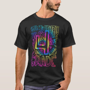 Fourth Grade Teacher Tie Dye 4th Grade Typography T-Shirt