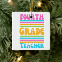 FOURTH GRADE TEACHER Virbrant Colors Bubble Font