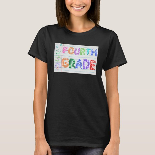 Fourth Grade Team Cute Doodle School Kids Teacher  T-Shirt (Front)